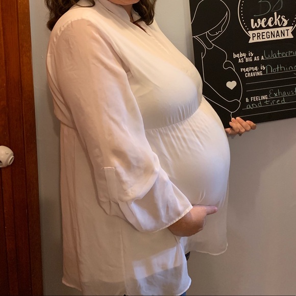 Ivory Chiffon Maternity Blouse - Picture 3 of 3